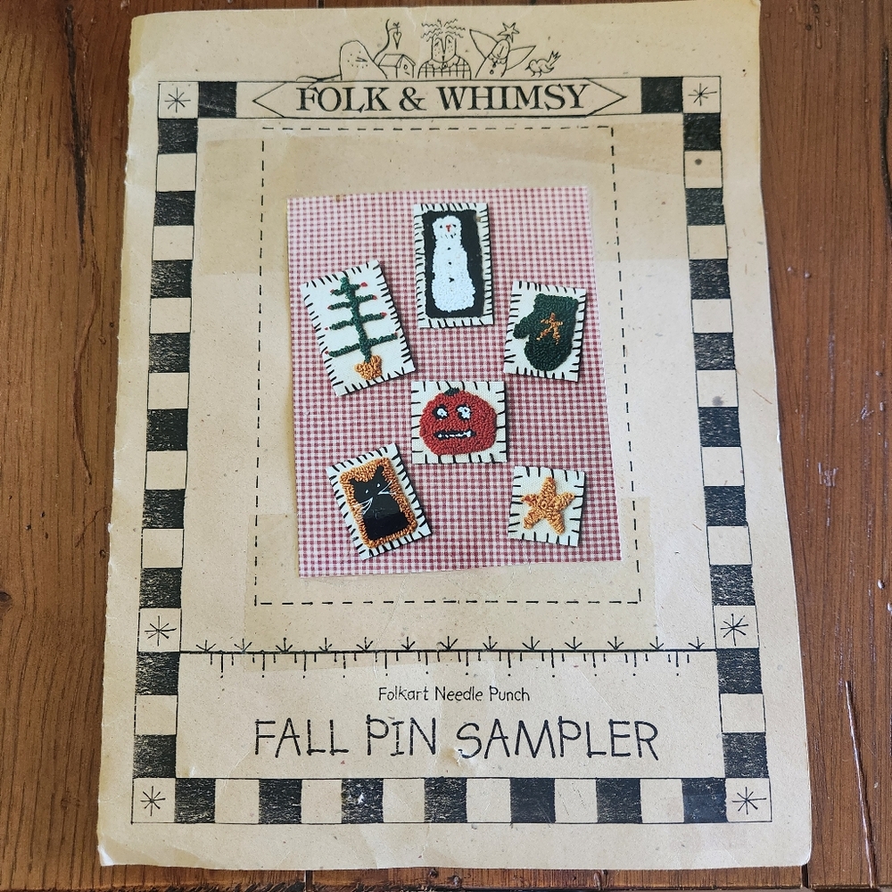 Rare Folk & Whimsy Fall Pin Sampler Punch Needle Kit – Primitive Folk Art DIY
